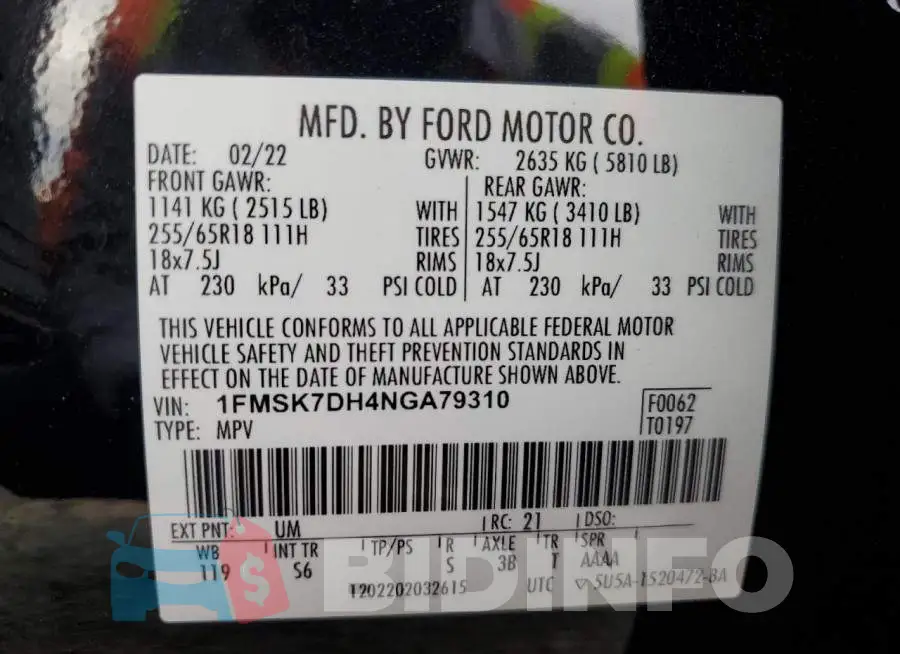 1FMSK7DH4NGA79310 Photo# 13