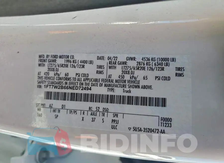 1FT7W2B66NED72494 Photo# 12