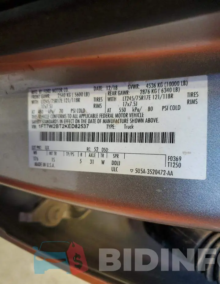 1FT7W2BT2KED82537 Photo# 13