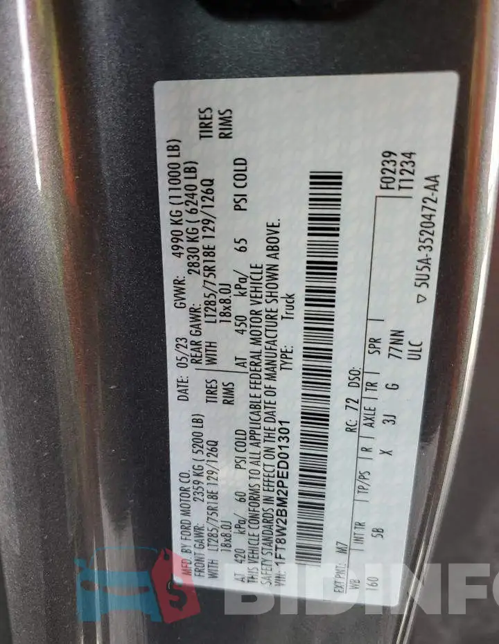 1FT8W2BM2PED01301 Photo# 13