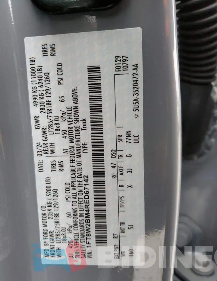 1FT8W2BM4RED67142 Photo# 13
