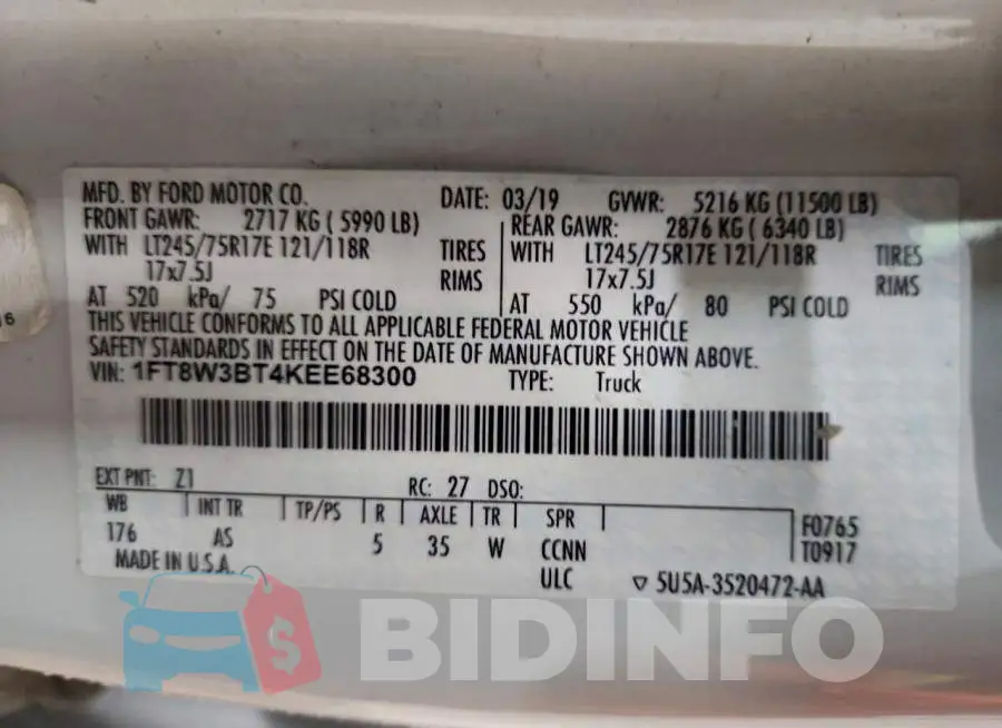 1FT8W3BT4KEE68300 Photo# 12
