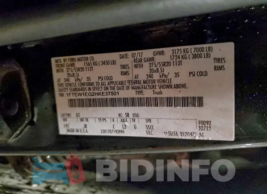 1FTEW1EG2HKE37501 Photo# 12