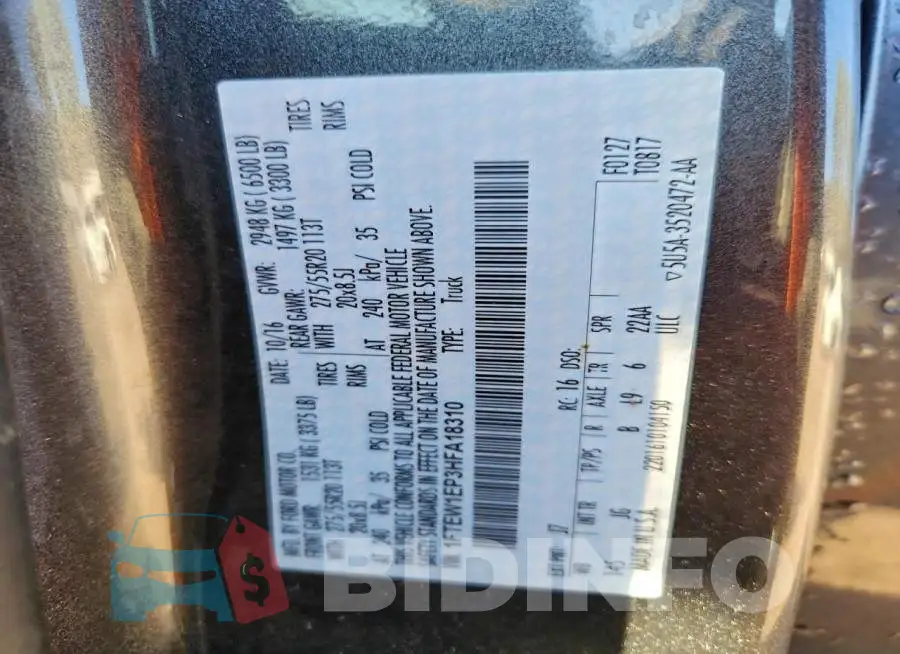 1FTEW1EP3HFA18310 Photo# 12
