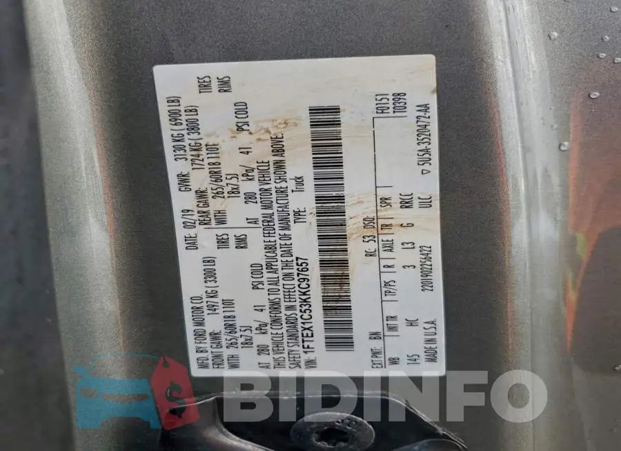 1FTEX1C53KKC97657 Photo# 12