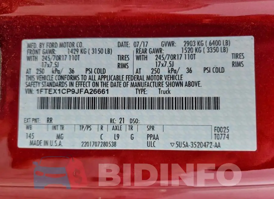 1FTEX1CP9JFA26661 Photo# 12