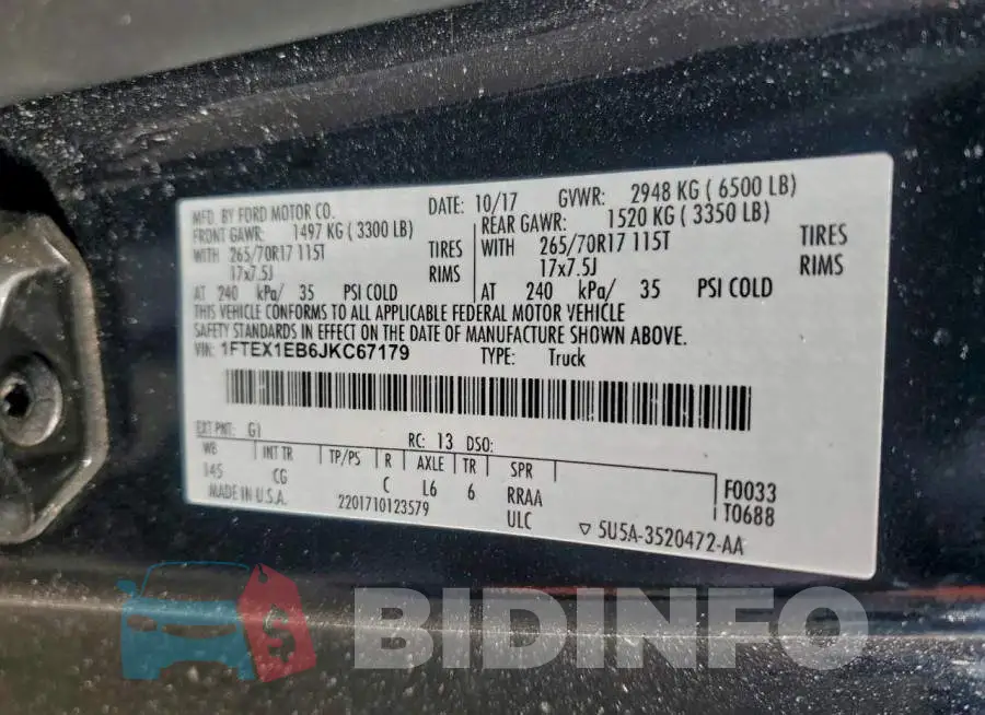 1FTEX1EB6JKC67179 Photo# 12