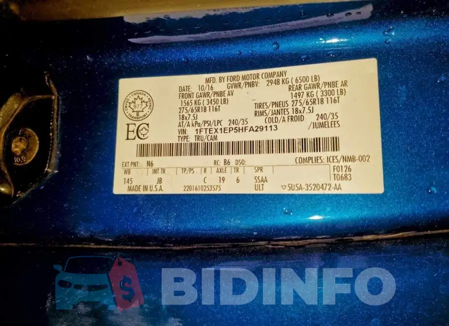 1FTEX1EP5HFA29113 Photo# 12