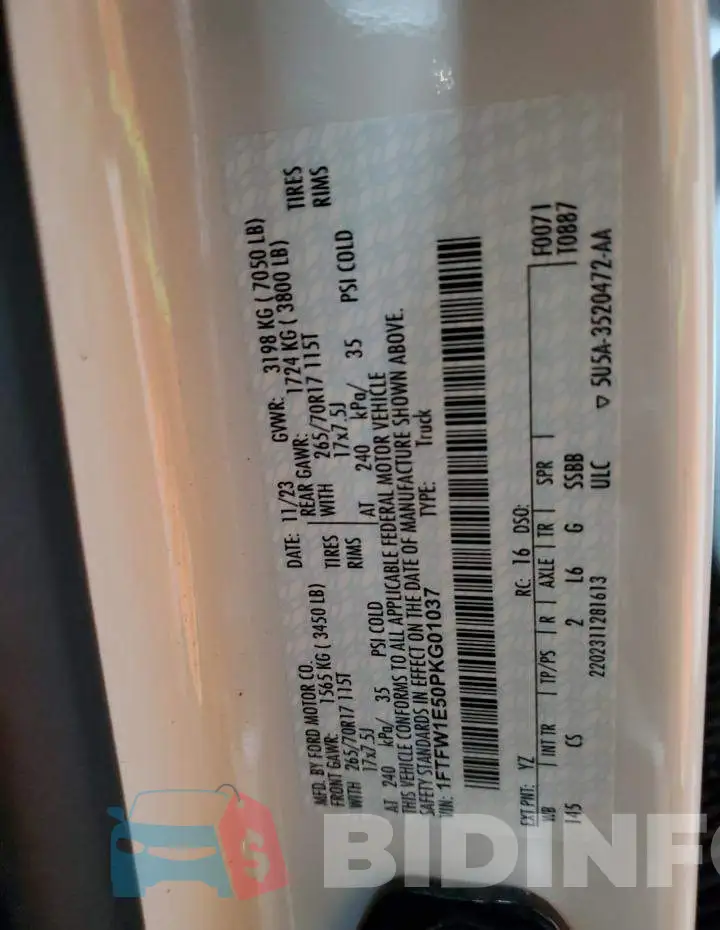 1FTFW1E50PKG01037 Photo# 12