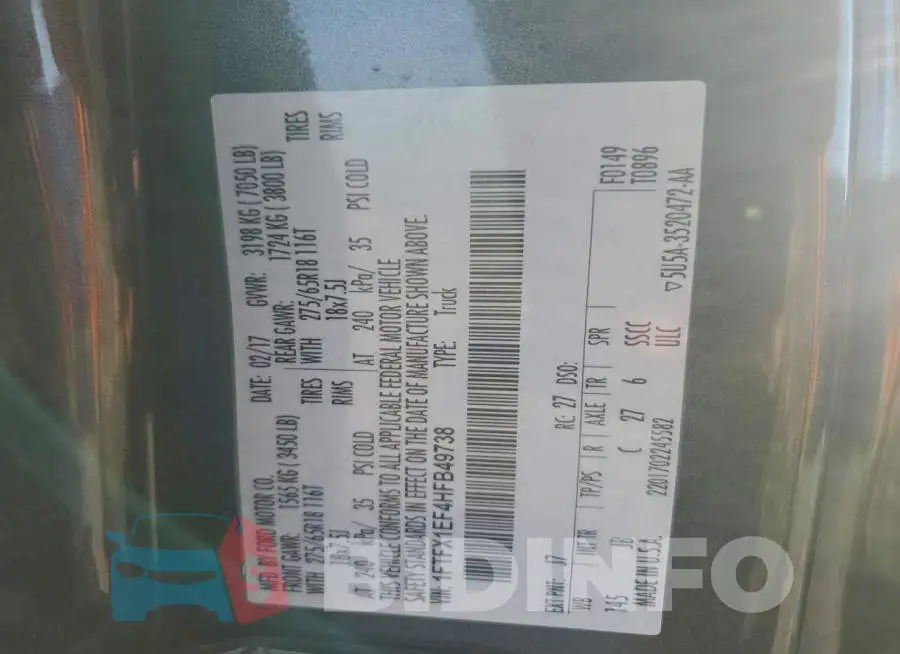 1FTFX1EF4HFB49738 Photo# 12