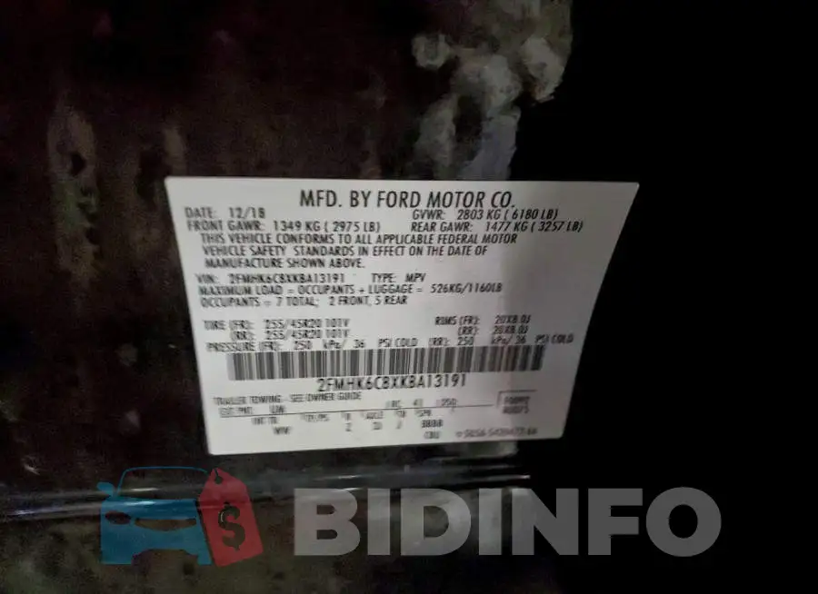 2FMHK6C8XKBA13191 Photo# 13