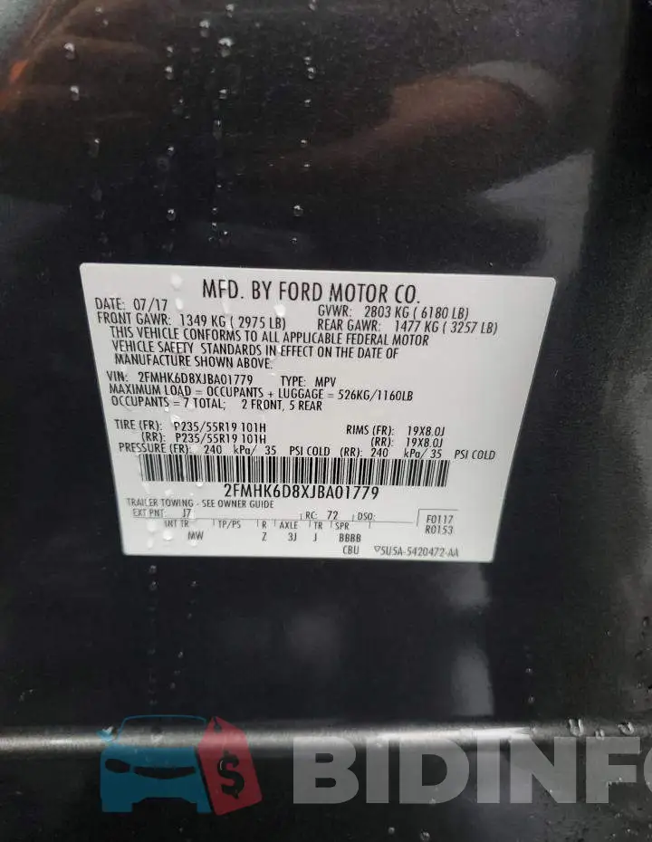 2FMHK6D8XJBA01779 Photo# 13
