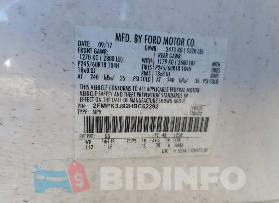 2FMPK3J92HBC62292 Photo# 13