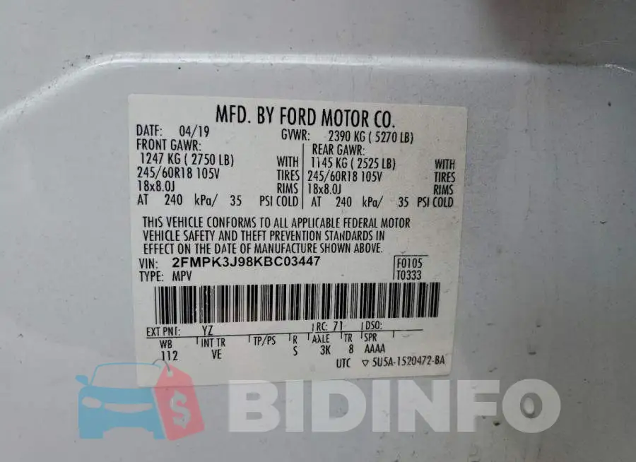 2FMPK3J98KBC03447 Photo# 13