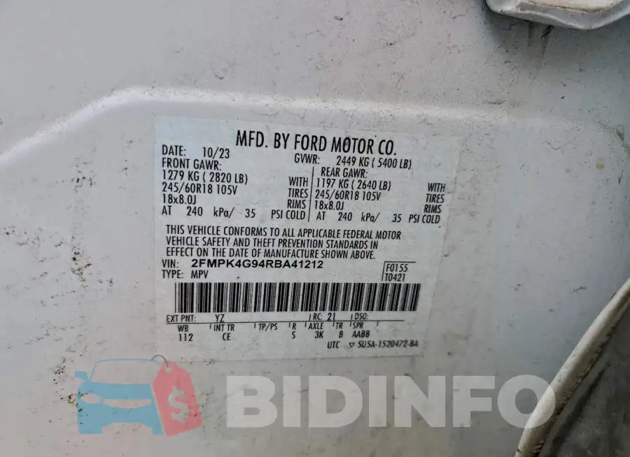 2FMPK4G94RBA41212 Photo# 13