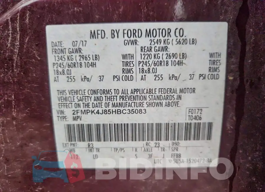 2FMPK4J85HBC35083 Photo# 13