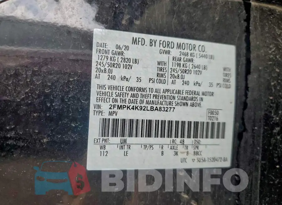 2FMPK4K92LBA83277 Photo# 13