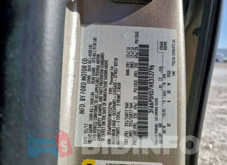 3FA6P0HD7HR352796 Photo# 13
