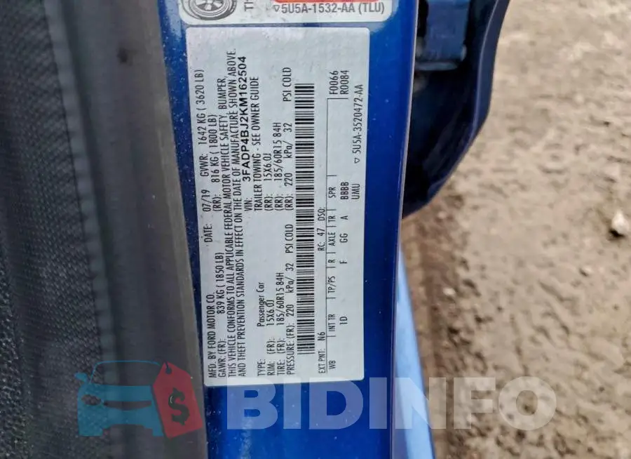 3FADP4BJ2KM162504 Photo# 12
