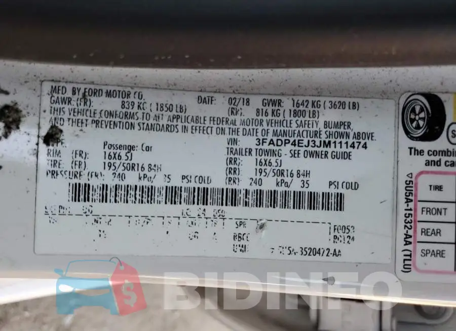 3FADP4EJ3JM111474 Photo# 12