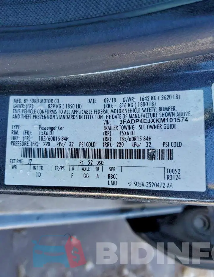3FADP4EJXKM101574 Photo# 12