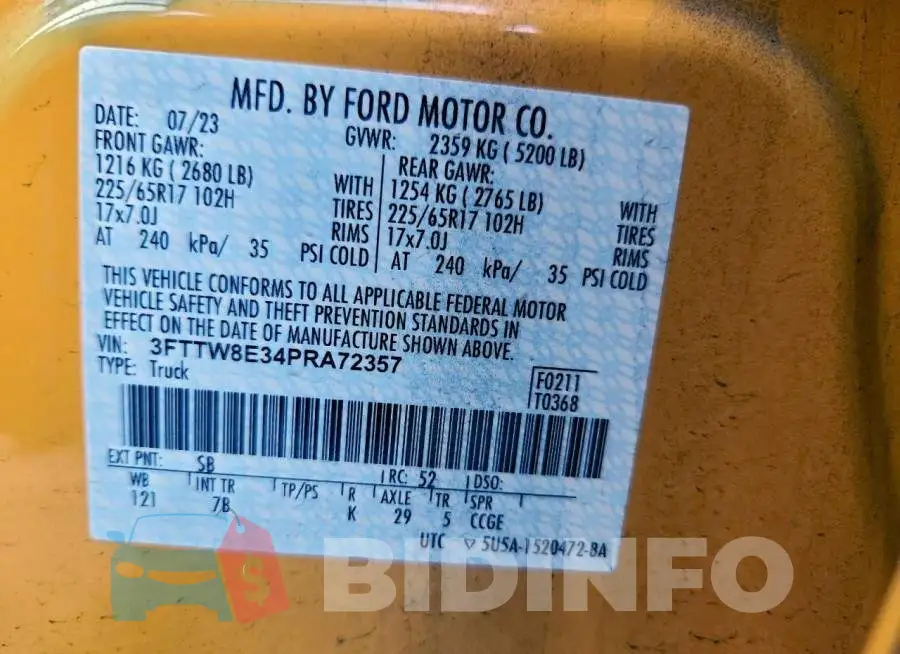3FTTW8E34PRA72357 Photo# 13