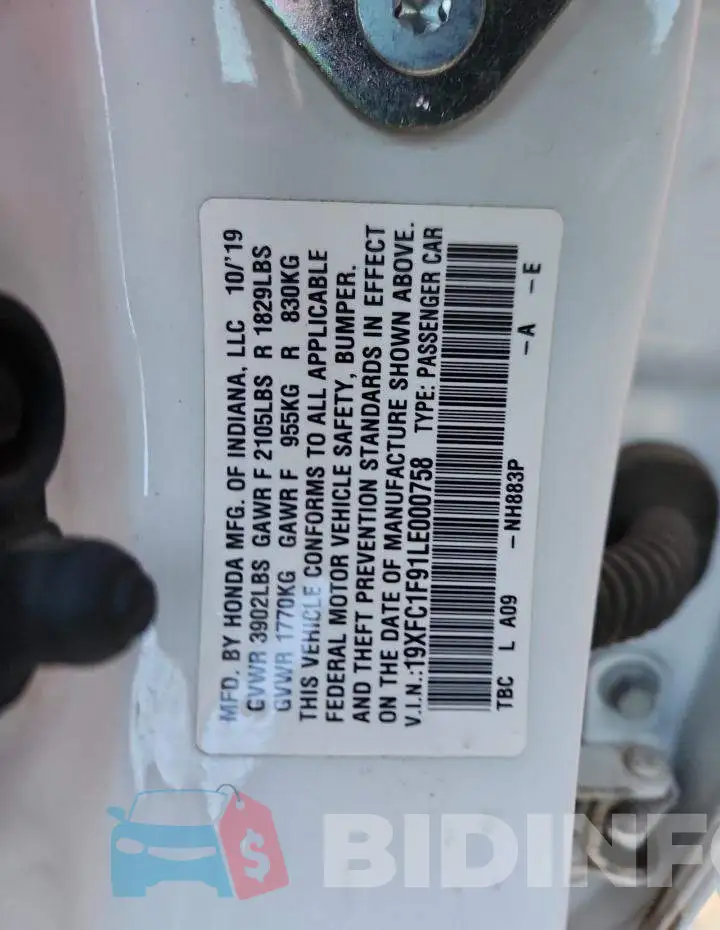 19XFC1F91LE000758 Photo# 12