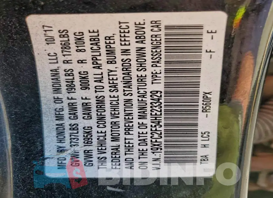 19XFC2F54HE233429 Photo# 12