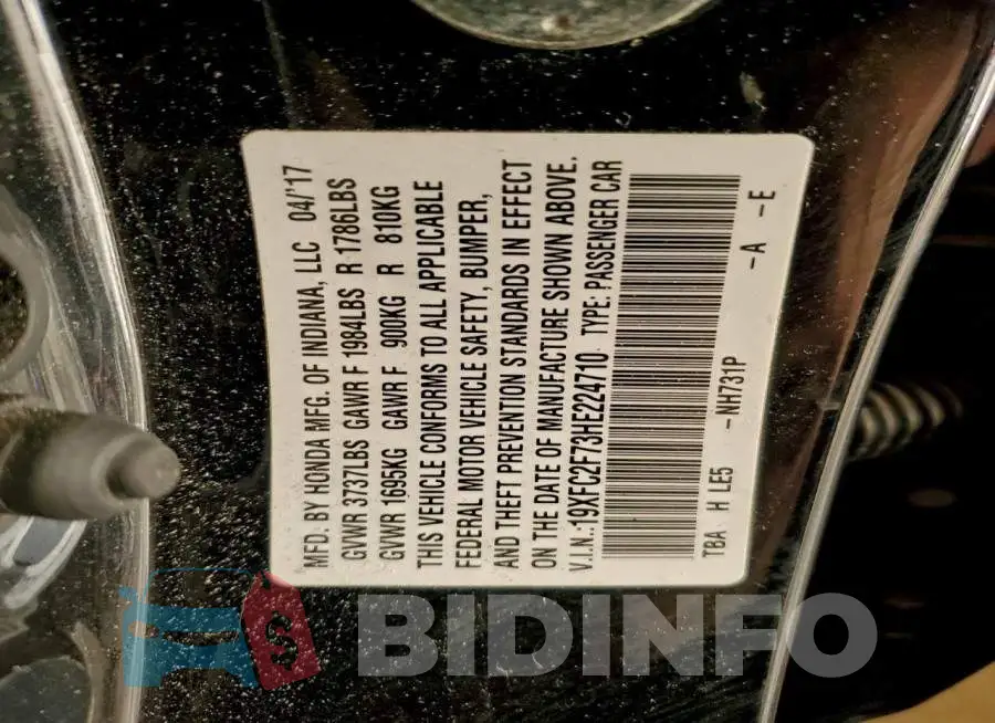 19XFC2F73HE224710 Photo# 12