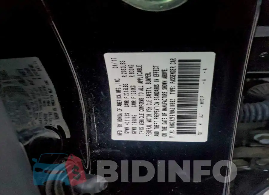 1HGCR2F97HA216892 Photo# 12