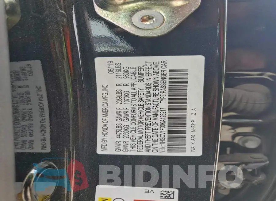 1HGCV1F30KA126217 Photo# 12