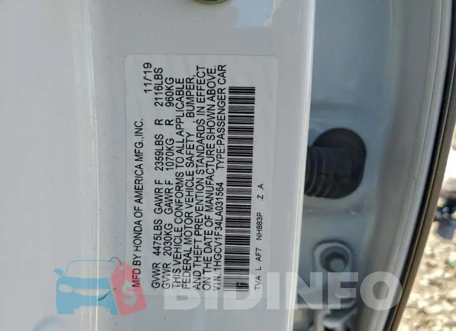 1HGCV1F34LA031564 Photo# 12