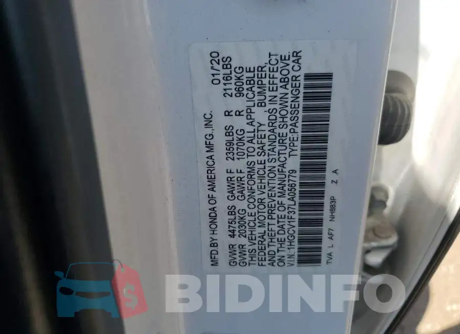 1HGCV1F37LA056779 Photo# 12
