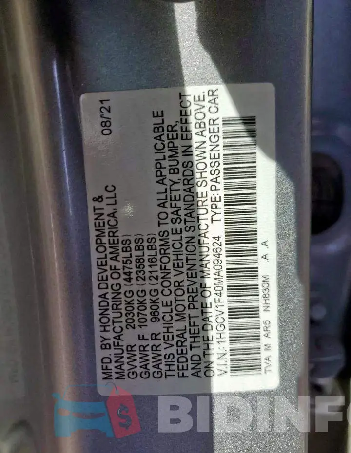 1HGCV1F40MA094624 Photo# 12