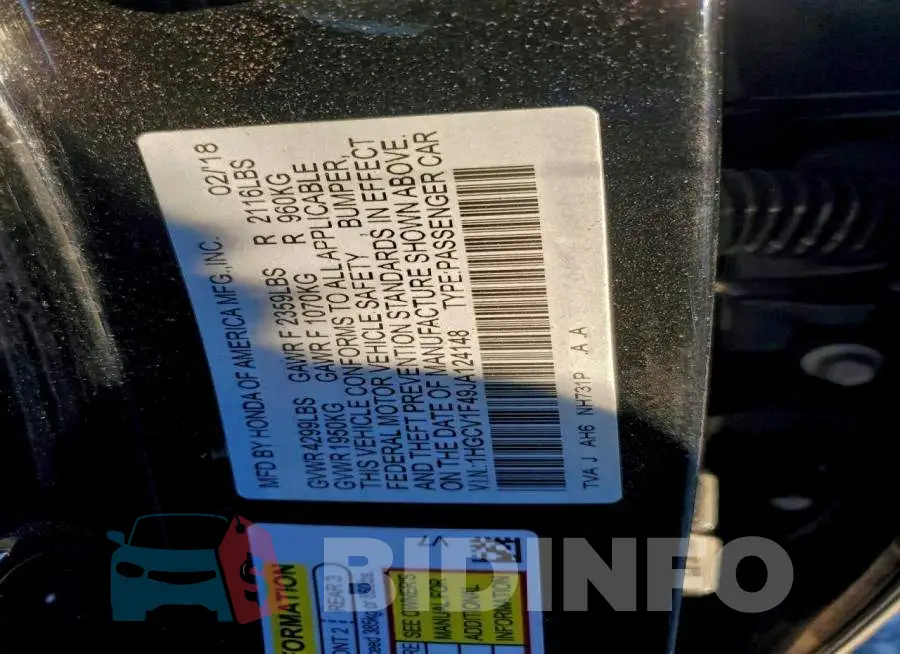 1HGCV1F49JA124148 Photo# 12