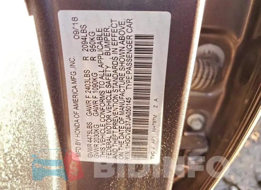 1HGCV2E37JA050145 Photo# 12