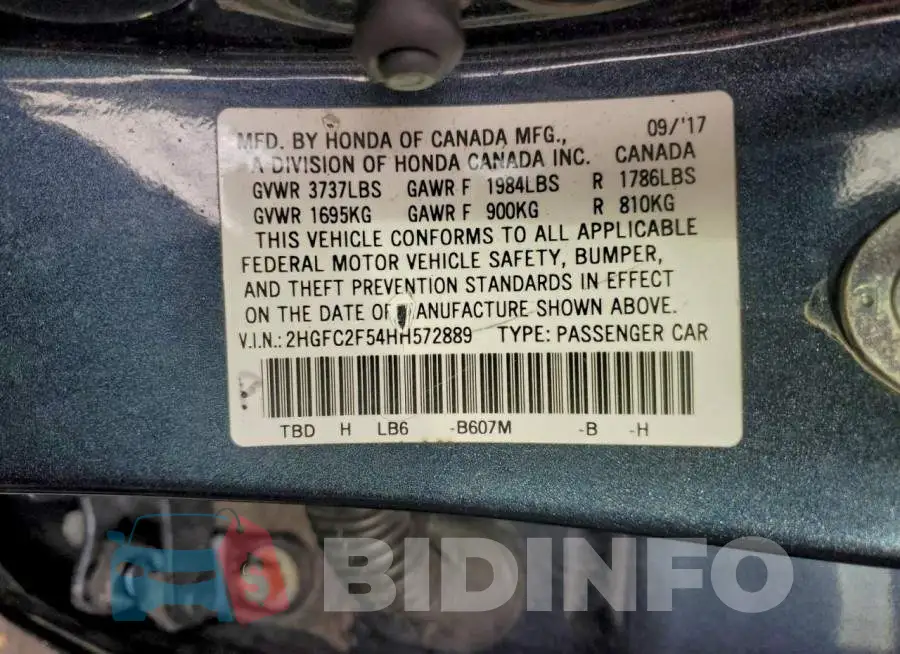 2HGFC2F54HH572889 Photo# 13