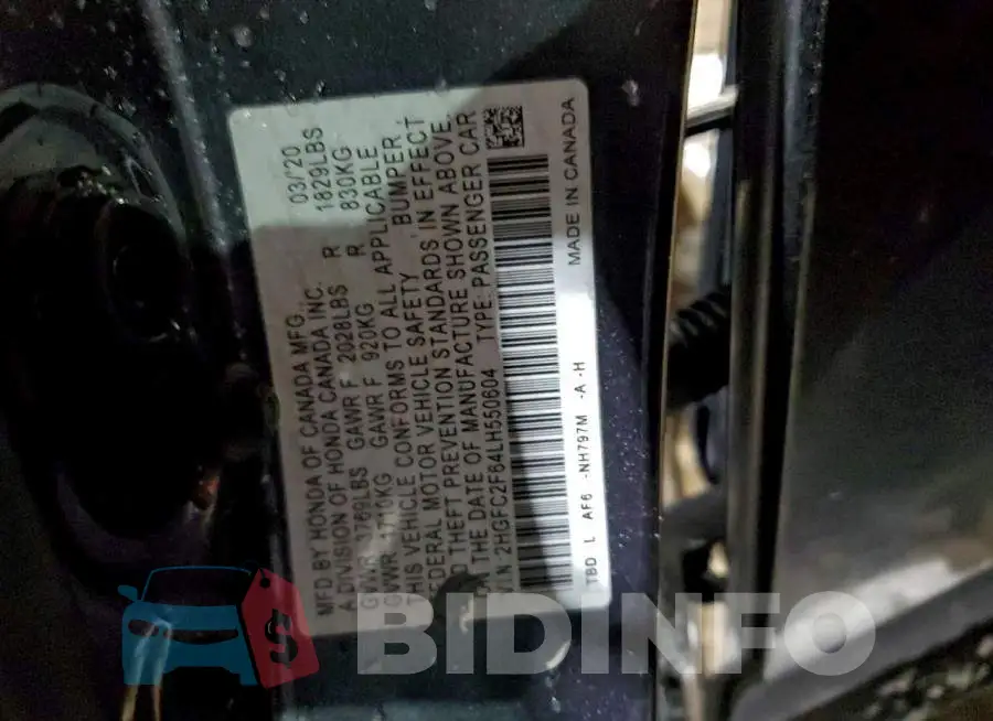 2HGFC2F64LH550604 Photo# 12