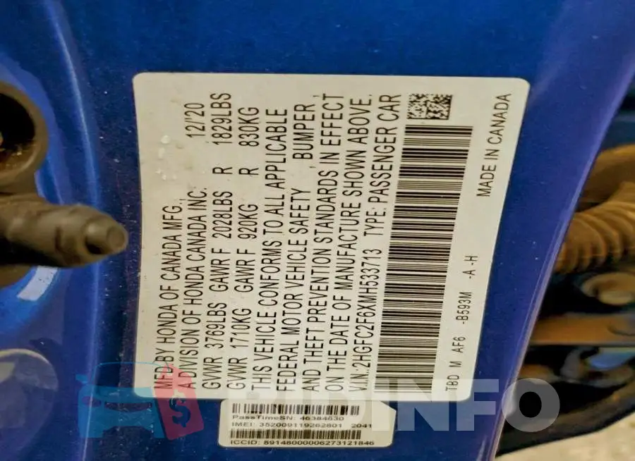 2HGFC2F6XMH533713 Photo# 13
