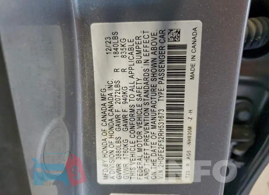 2HGFE2F52RH531673 Photo# 12