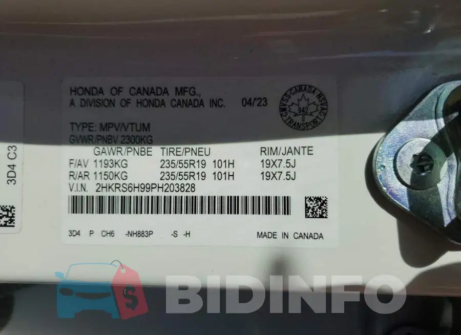 2HKRS6H99PH203828 Photo# 13