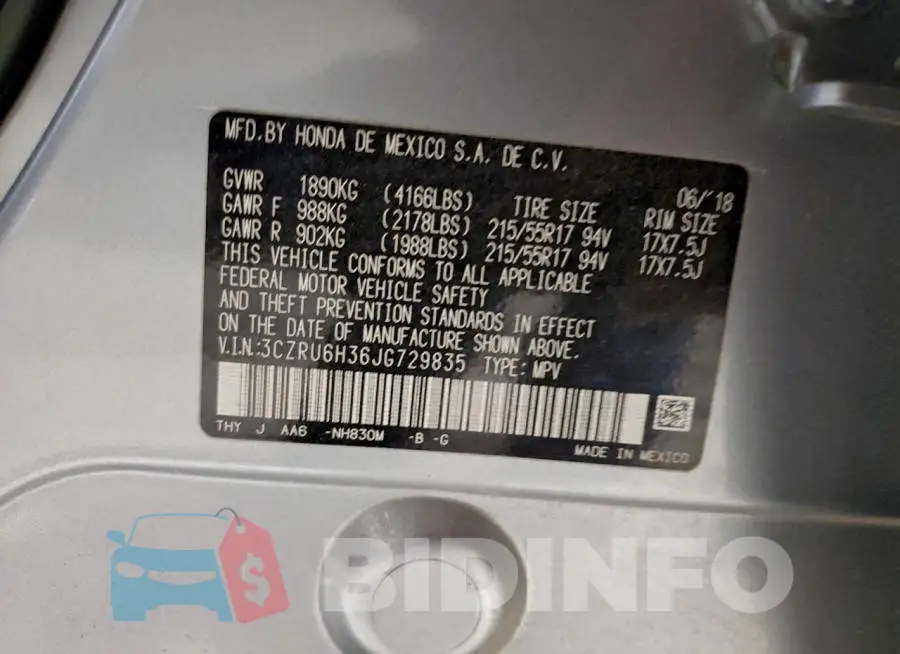 3CZRU6H36JG729835 Photo# 13