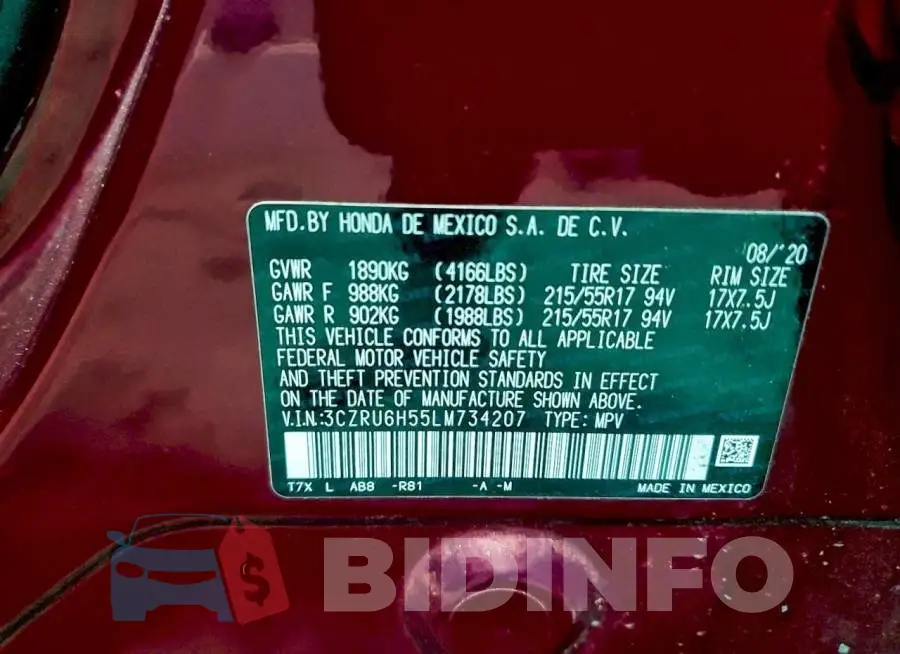 3CZRU6H55LM734207 Photo# 12