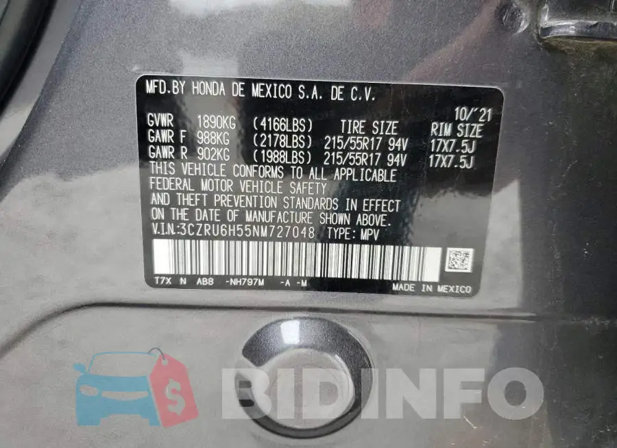 3CZRU6H55NM727048 Photo# 13