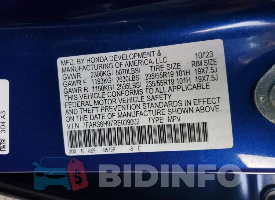 7FARS6H97RE039002 Photo# 12