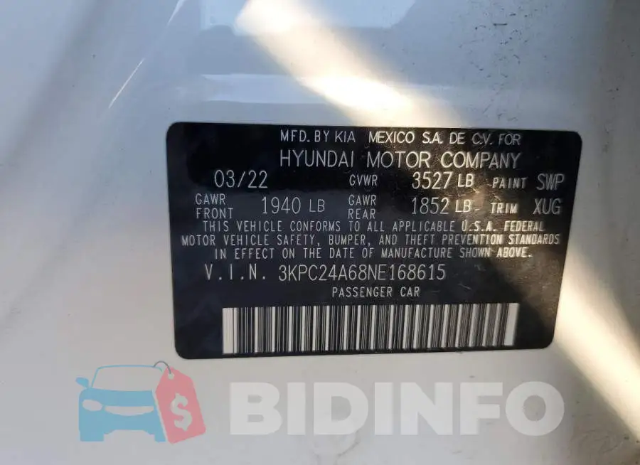 3KPC24A68NE168615 Photo# 13