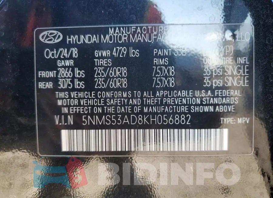 5NMS53AD8KH056882 Photo# 14