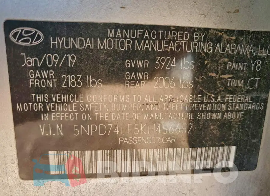 5NPD74LF5KH456652 Photo# 12