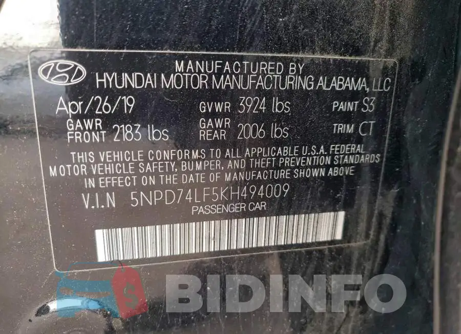 5NPD74LF5KH494009 Photo# 12