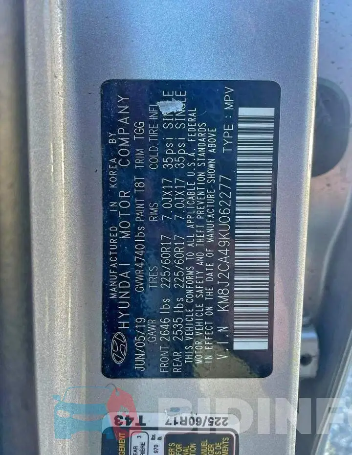 KM8J2CA49KU062277 Photo# 10